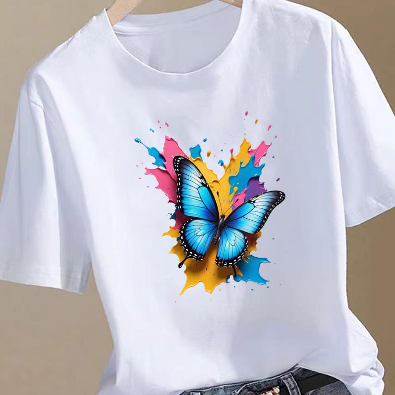 (Asian Size) Trend Flower Sweet Women Printing Fashion Tee Top Clothing T Shirt Woman Print Female Short Sleeve Graphic T-shirts