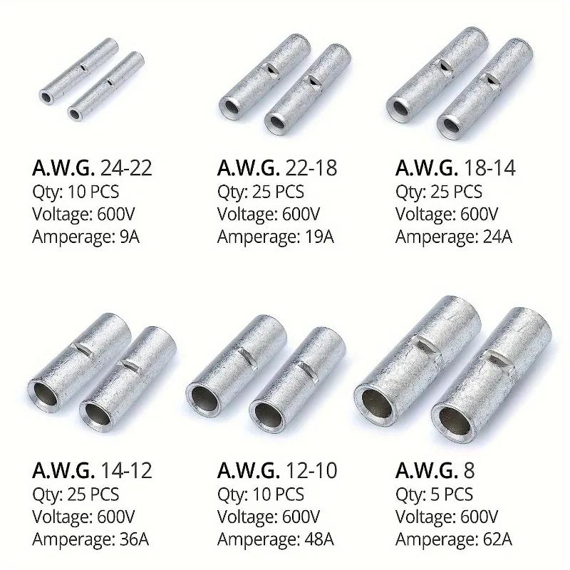 200 Pairs of Wiring Connectors Without Insulation Retainer Cable Terminal Copper Bare Tin Crimp Terminal