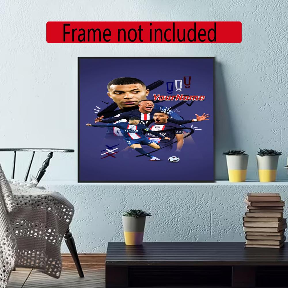 Mbappe Customize Your Name Diamond Painting Round Diamond Diy Frameless Holiday Artwork Suitable For Home Office Wall Decoration