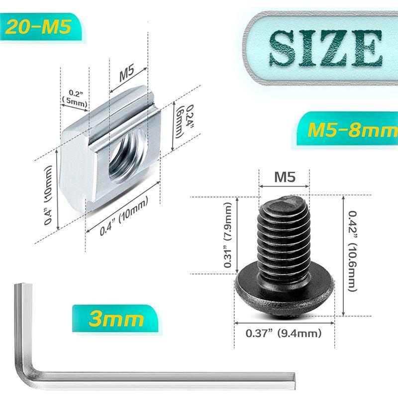 A74E-T Slot Nuts And Bolts Included In 30 Set 2028 Aluminum Profile Black Right Angle Corner Bracket Kit