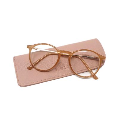 Stylish Reading Glasses with Case BE1020 3 Colors Trendy Colors and Boston Shape Are Fashionable The Light Color of the Case Is Cute [Bigrad] (pink,
