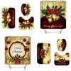 Festive Christmas Bathroom Set With Waterproof Shower Curtain And Non-slip Mats