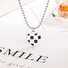 Elegant Retro Black And White Checkerboard Love Pendant Necklace Female Versatile Cold Wind Design High-End Necklace Jewelry