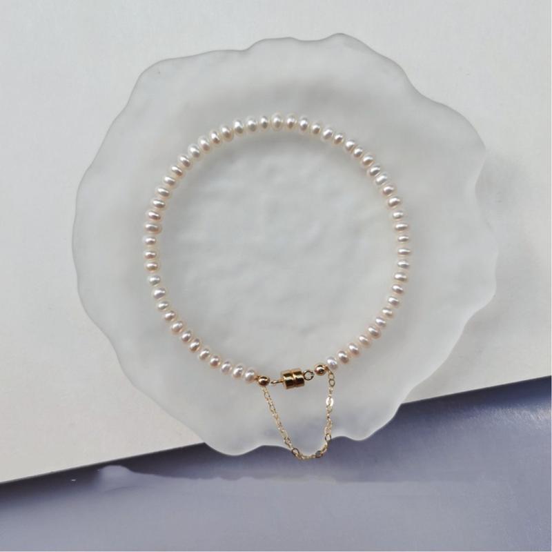 Bracciale In Argento 925 Con Perle D'Acqua Dolce E Turchese - Gioiello Fatto A Mano Per Donna