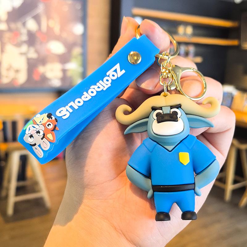 Cute  Zootopia Keychain Pvc Cartoon Character Judy Nick Chief Bogo Keyring Hanging Couples Bag Decoration Festival Gift