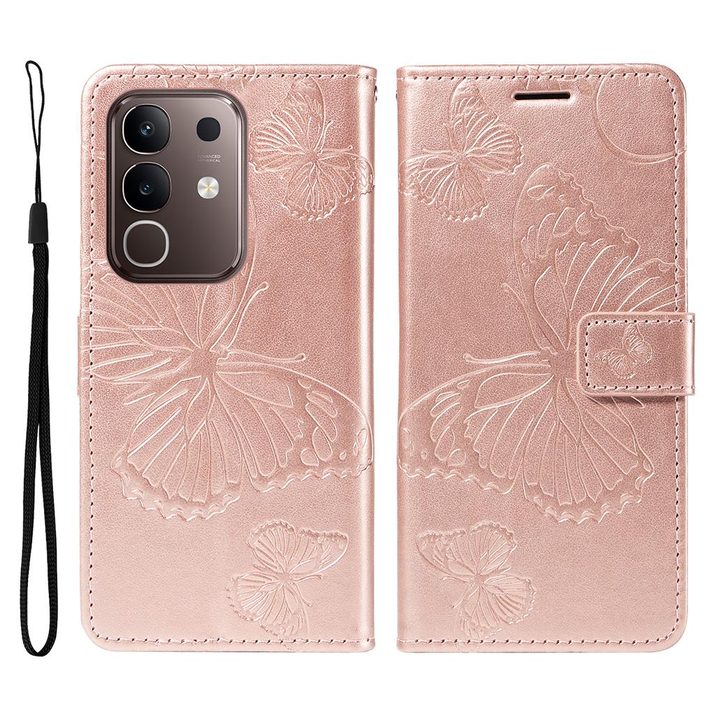 For vivo Y29 4G/vivo T4x 5G/vivo Y300t 5G Wallet Case Floral Butterfly Imprinted Leather Phone Cover Stand