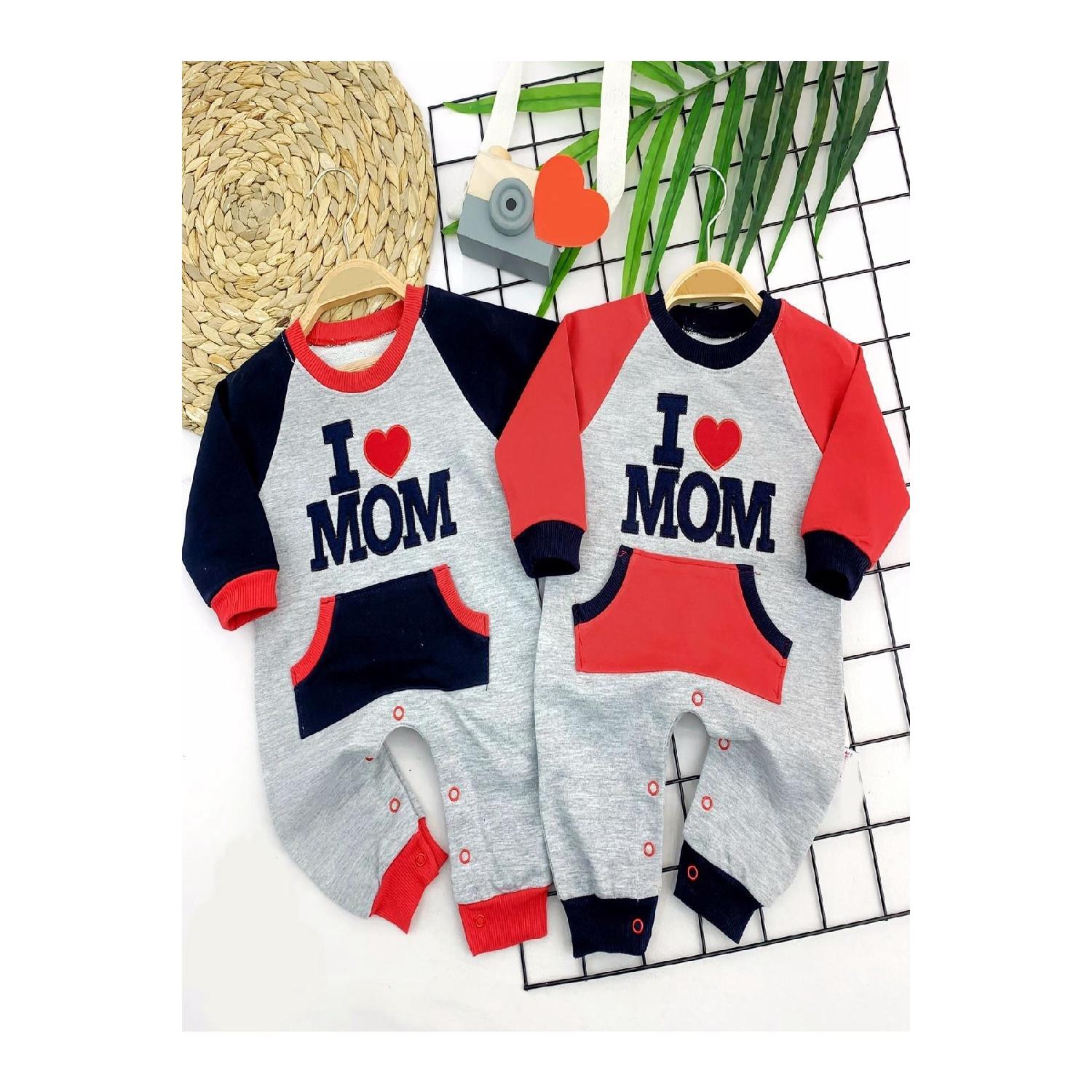 

Детский комбинезон с карманом и принтом I Love Mom 1,5 - 2 Yaş белый