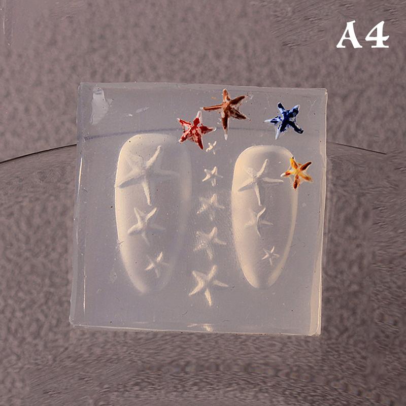 Silikonová forma na modelování nehtů Oceánský styl Mušle Hlemýžď Hvězdice 3D razítkovací destička Šablony na nehty DIY UV gel Manikúrní nástroje Nail Art