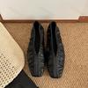 Fashion Elegant Square Head Pleated Shallow Mouth Casual Flat Single Shoes for Women 2025 Autumn New Versatile Comfortable Fashion Flats