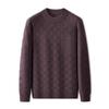 2025 Autumn Plus Size Men's Knitwear: Trendy Casual Round Neck Solid Color Long Sleeve Sweater