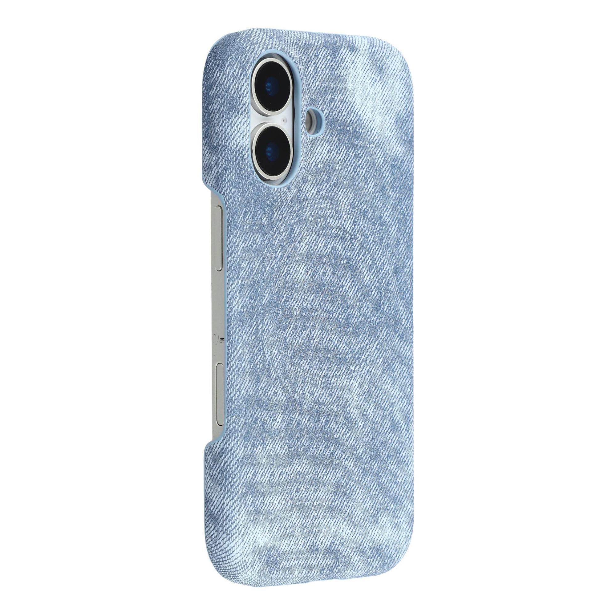 

For iPhone 16 Magnetic Case Denim Cloth Texture Leather + PC Shockproof Phone Cover