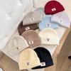 Autumn and Winter Embroidered Cloth Label Cherry Woolen Hat Korean Style Simple Face Showing Small Cold Hat Ear Protection Pullover Head Woolen Hat