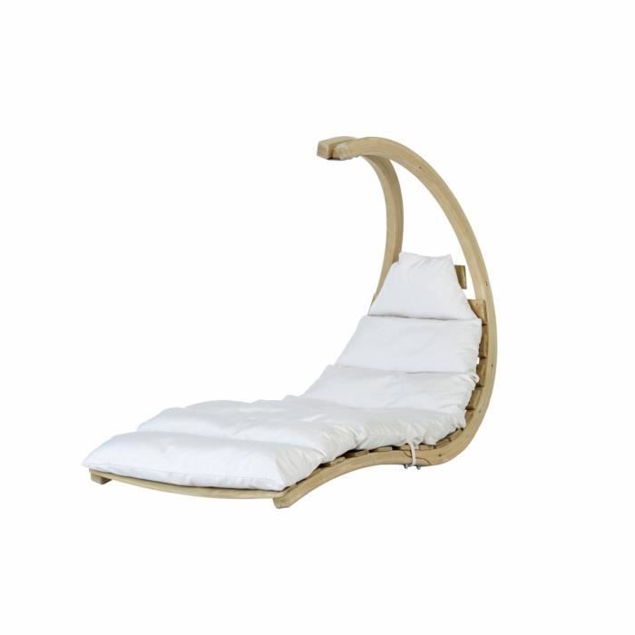 Chaise Longue Swing Lounger AMAZONAS - Crème - Bois - Panneaux de particules