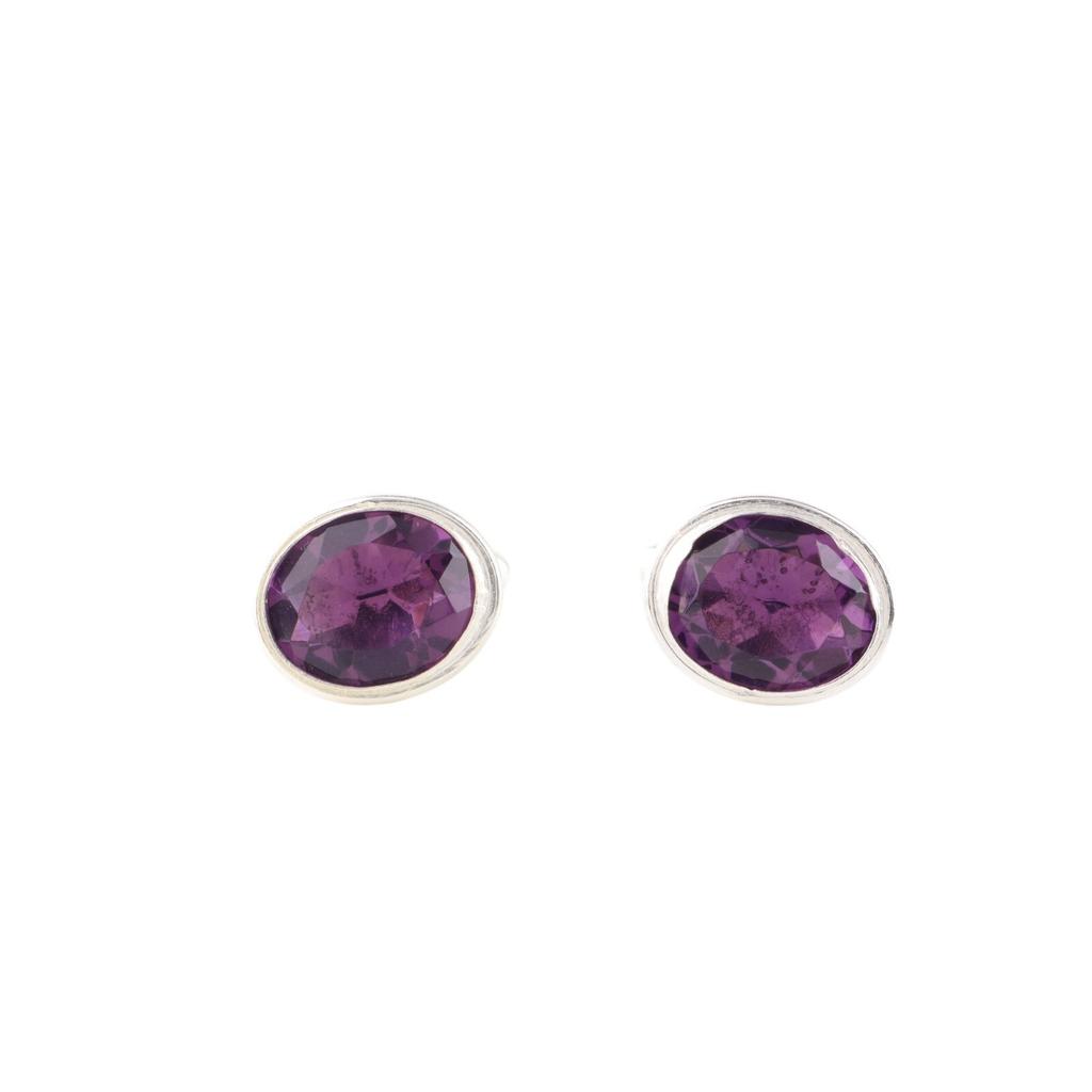 Amethyst Gemstone 925 Sterling Silver Handcrafted Men's Jewelry Cufflinks 0.59" CL-2-12