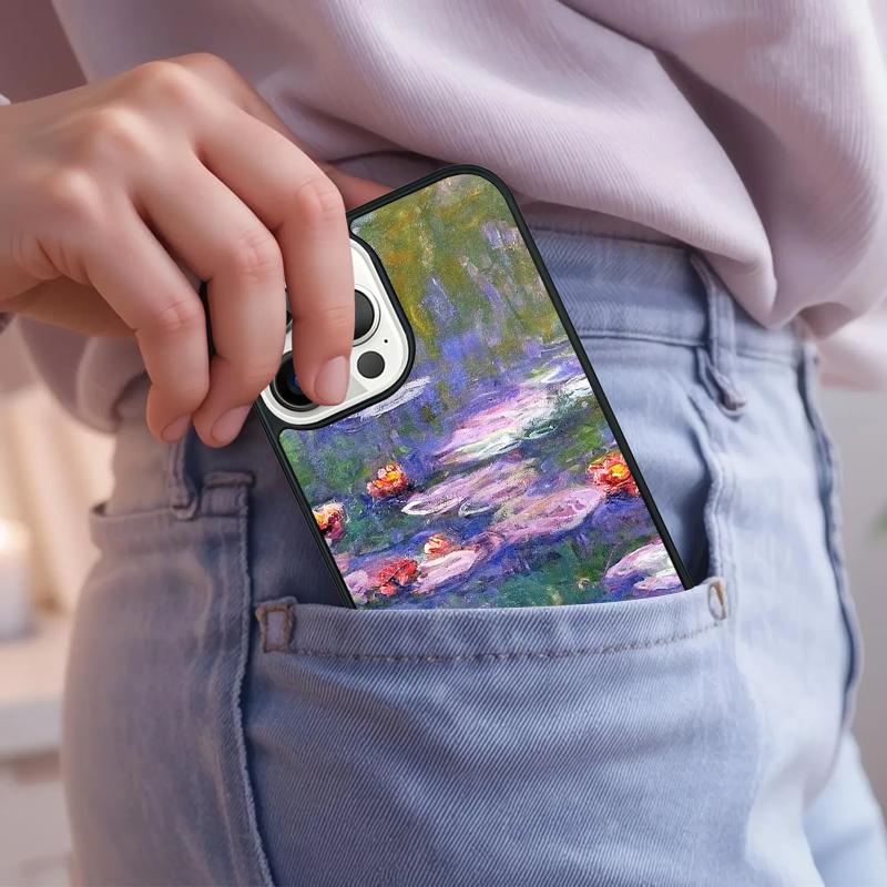 Monet Garden Lotus Phone Case For iPhone 17 Air 15 16e 14 13 Pro Max Coque 12 11 Pro Max PLUS cover