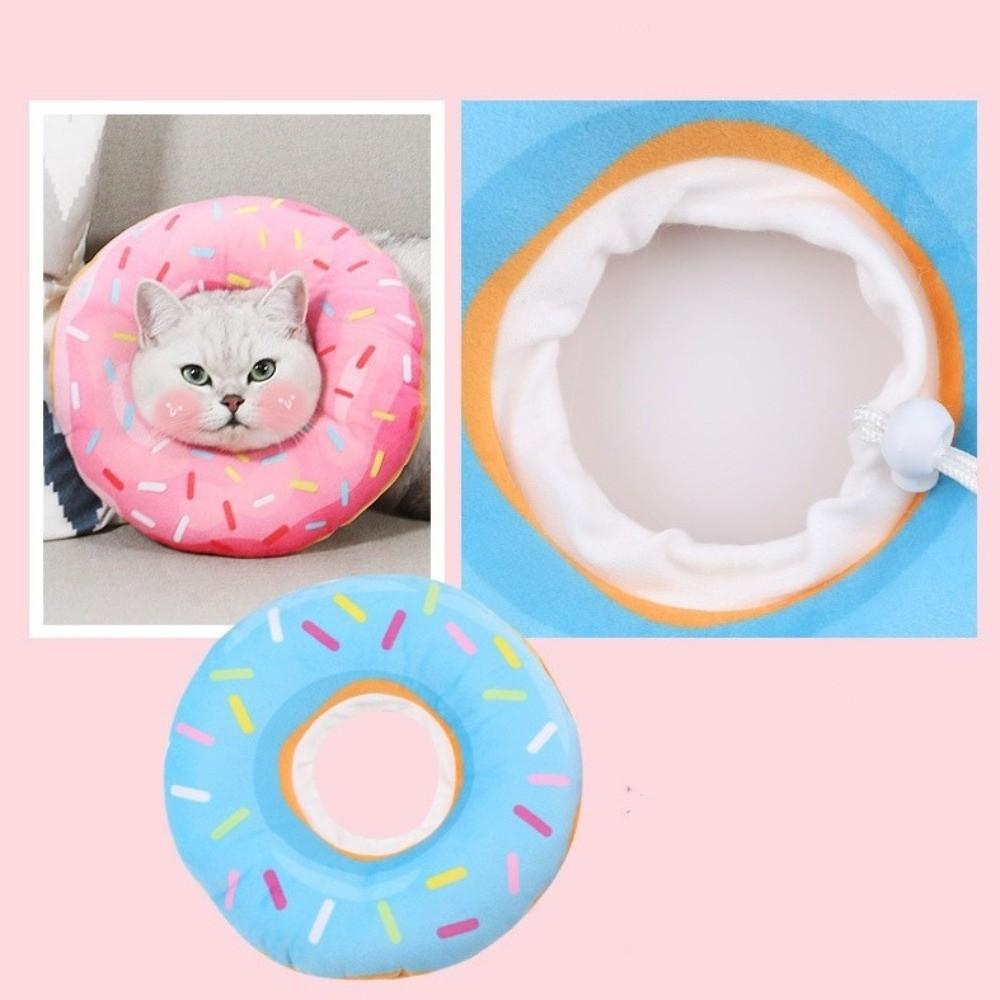 Adjustable Kitten Recovery Cones Cartoon Donut Neck Collars New Cat Cone Collar  Pet Supplies