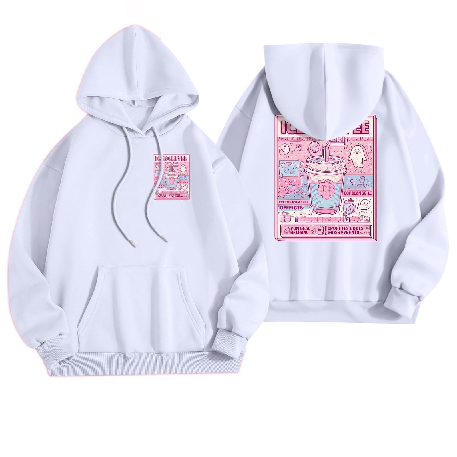 

Women s Casual Fashion Halloween Printed Leisure Hooded Sweatshirt With Pockets L білий