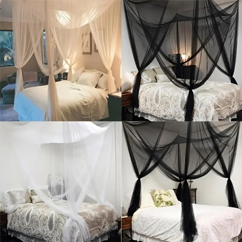 4 Corner Post Mosquito Net Canopy Drape Netting  For Full/Queen/King Indoor Outdoor