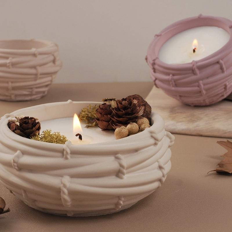 Silicone Candle Holder Mold Bird Nest Shape Crafting Moulds Succulent Plant Pots Molds Silicone Texture for Candle Cup