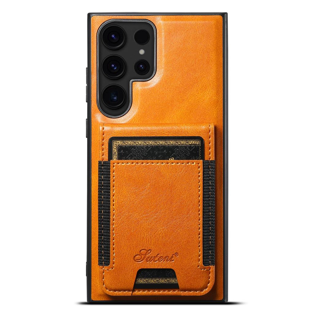 SUTENI H17 For Samsung Galaxy S24 Ultra Magnetic Case Waxy Texture Detachable Card Holder Phone Cover