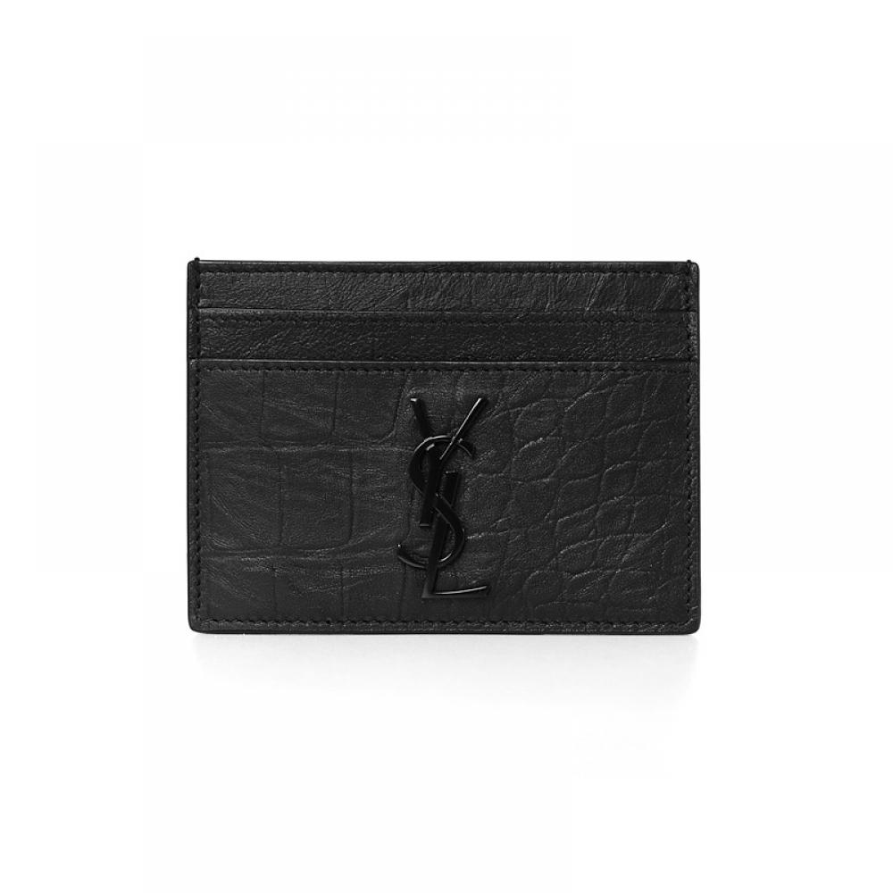 Saint Laurent Cassandra Monogram Crocodile Embossed Card Wallet 485631 C9h0u