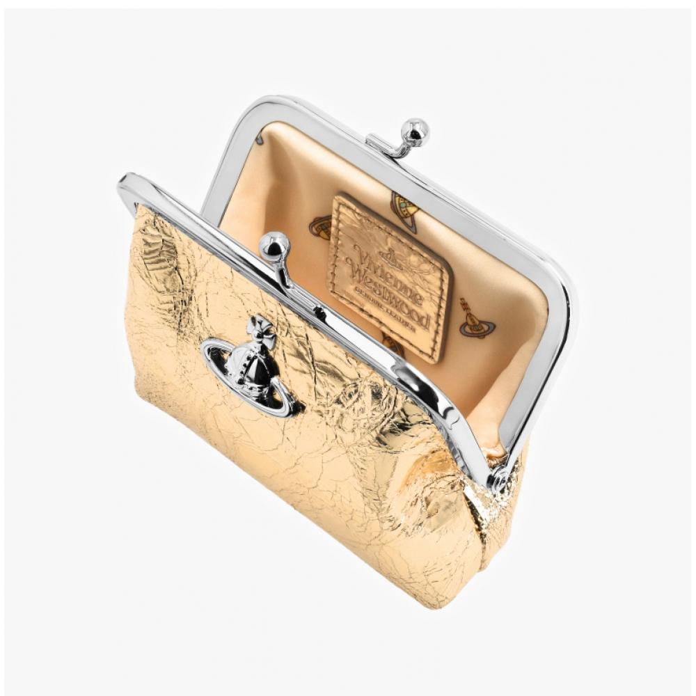 Vivienne Westwood Metallic Crinkle Frame Pulse Mini Coin Card Wallet 56010005w L00a7 R401