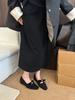2025 winter new Korean version bow inner height increase versatile commuter square head inner velvet single shoes cotton shoes