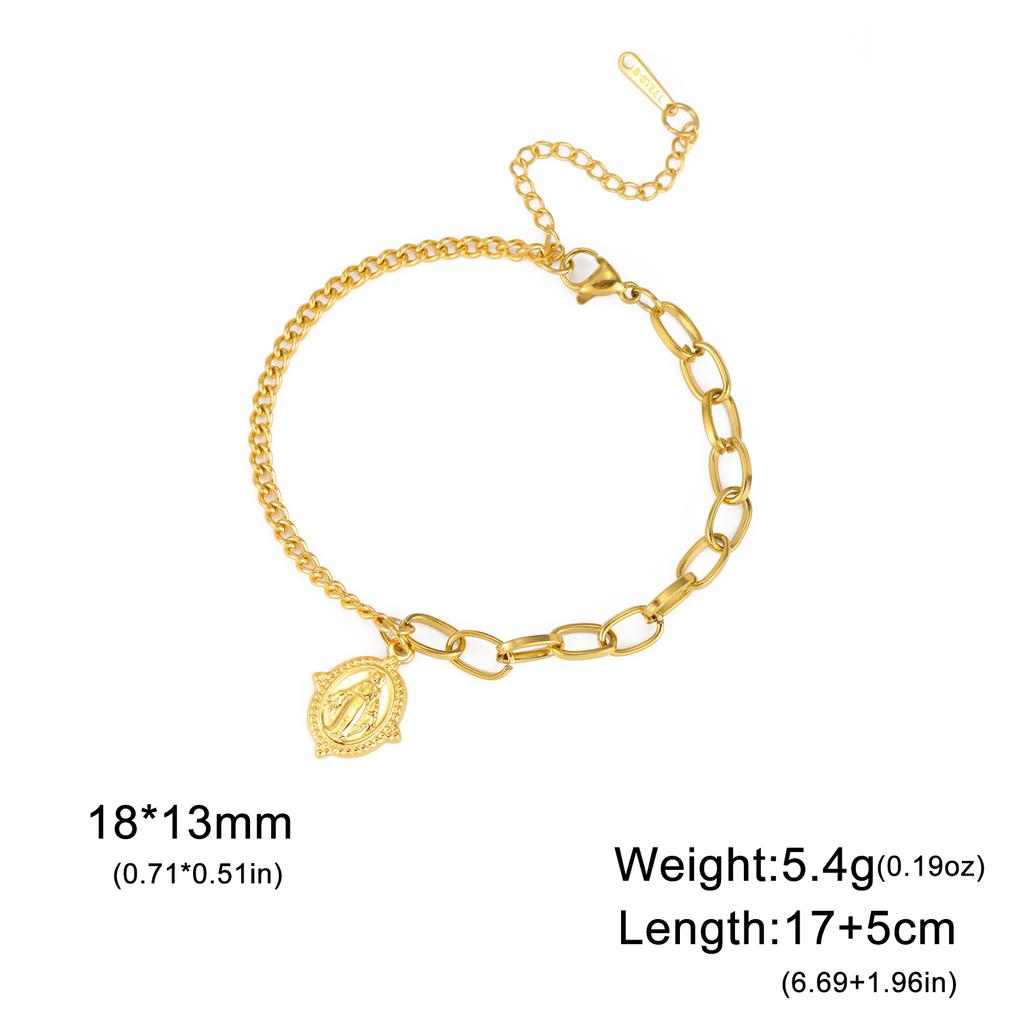 Bracciale Vergine Maria Benedetta Jeshayuan per Donna Colore Oro Braccialetti Madonna Amuleti Cristiani in Acciaio Inossidabile Gioielli Regalo