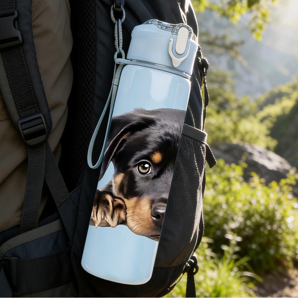 1PC Black Labrador Dog Peeking Portrait Print 750ml Color Plastic Sports Water Bottle Leakproof Flip Straw Lid Suitable for Sports Office Home Use