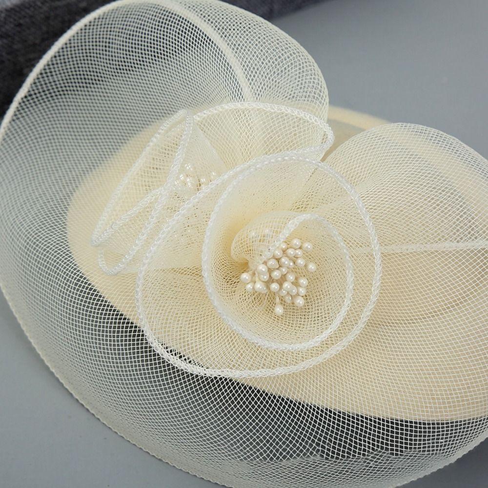 Beret Mesh Formal Hat Hairpin Flower Top Hat Hair Clip Fashion   Ladies/Girls