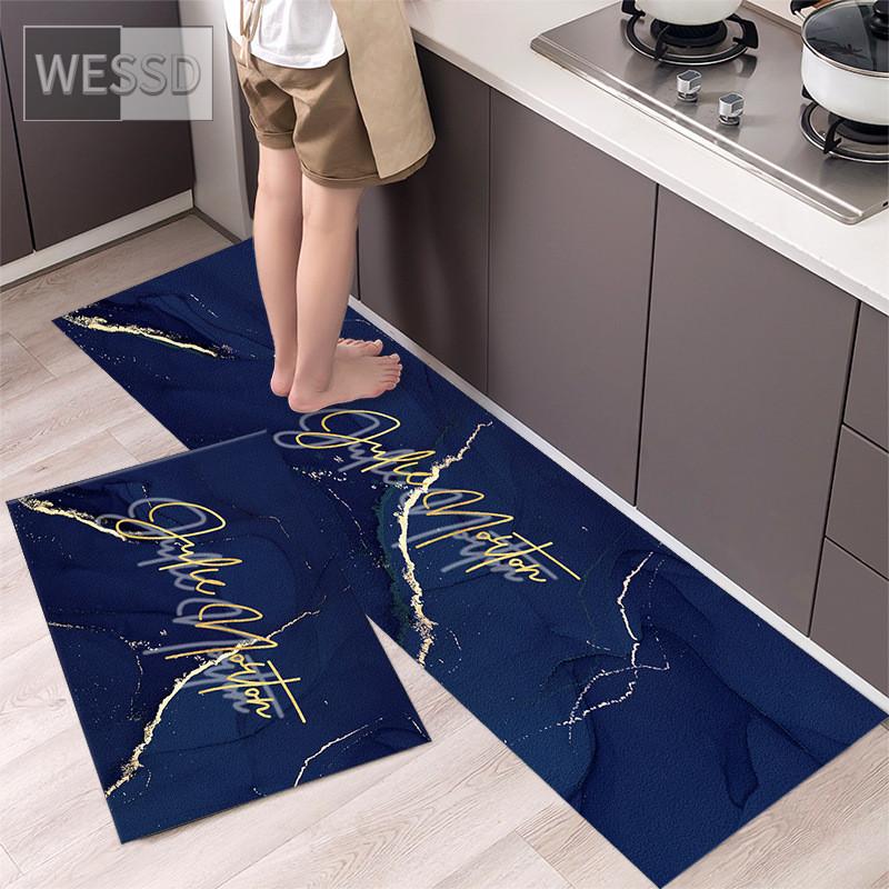 Non-slip Washable Kitchen Mats Set 2 Pieces Modern Floor Mat Home Black Rug For Living Room Bedside Mat