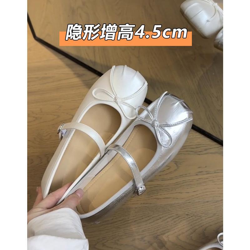 French shallow mouth fashion ballet flat-soled small single shoes women's 2025 summer new Mary Jane bow evening shoes