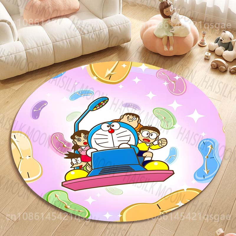 Multiple Styles Japan Cute Doraemon Print Round Rugs for Living Room Bedroom Floor Mats Kids Room Household Carpet Home Decor