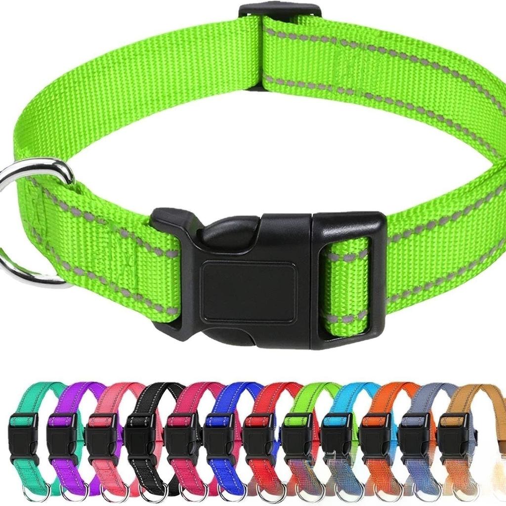 Reflective Dog Collar Soft Padded Breathable Safety Stripes Adjustable Cute Puppy Pet Necklace for Small Medium Large Dog