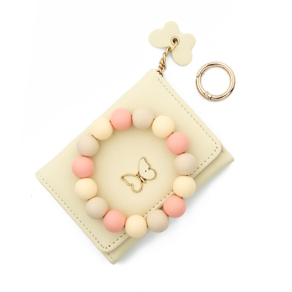Boho Style Butterfly Wristlet Wallet Keychain Butterfly Charm Bangle Wallet Keychain  Cards Storage