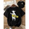 Cartoon Goat Skateboarding Funny Printed Summer Womens Tshirt Top Short Sleeve Round Neck Soft and Comfortable Casual Clothing