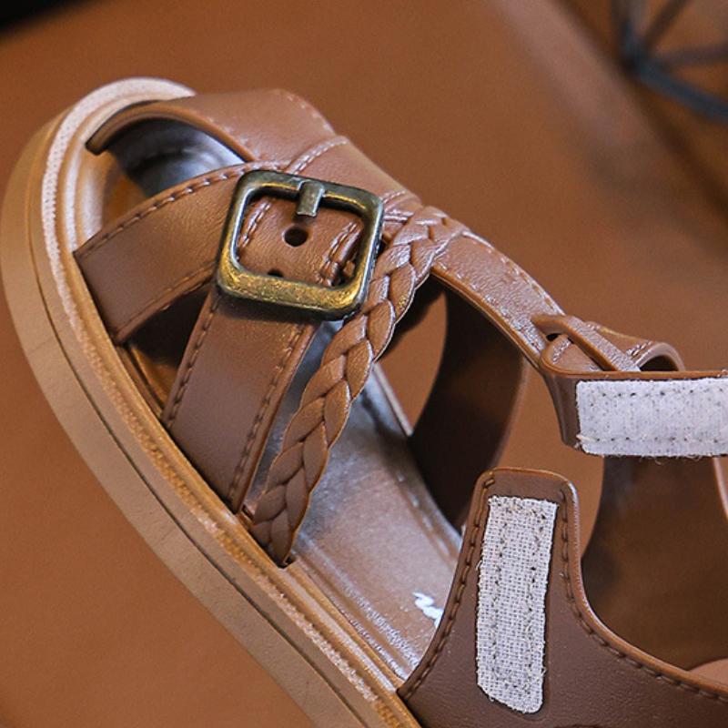 Sandálias de Princesa para Crianças Novo Verão Antiderrapante Sola Macia Meninas Médias a Grandes Velcro Sapatos Infantis Sandálias de Praia