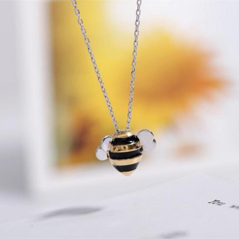 

925 Sterling Silver Jewelry Wholesale Korean Fashion Cute Bee Exquisite Creative Female Personality Pendant Necklaces N274