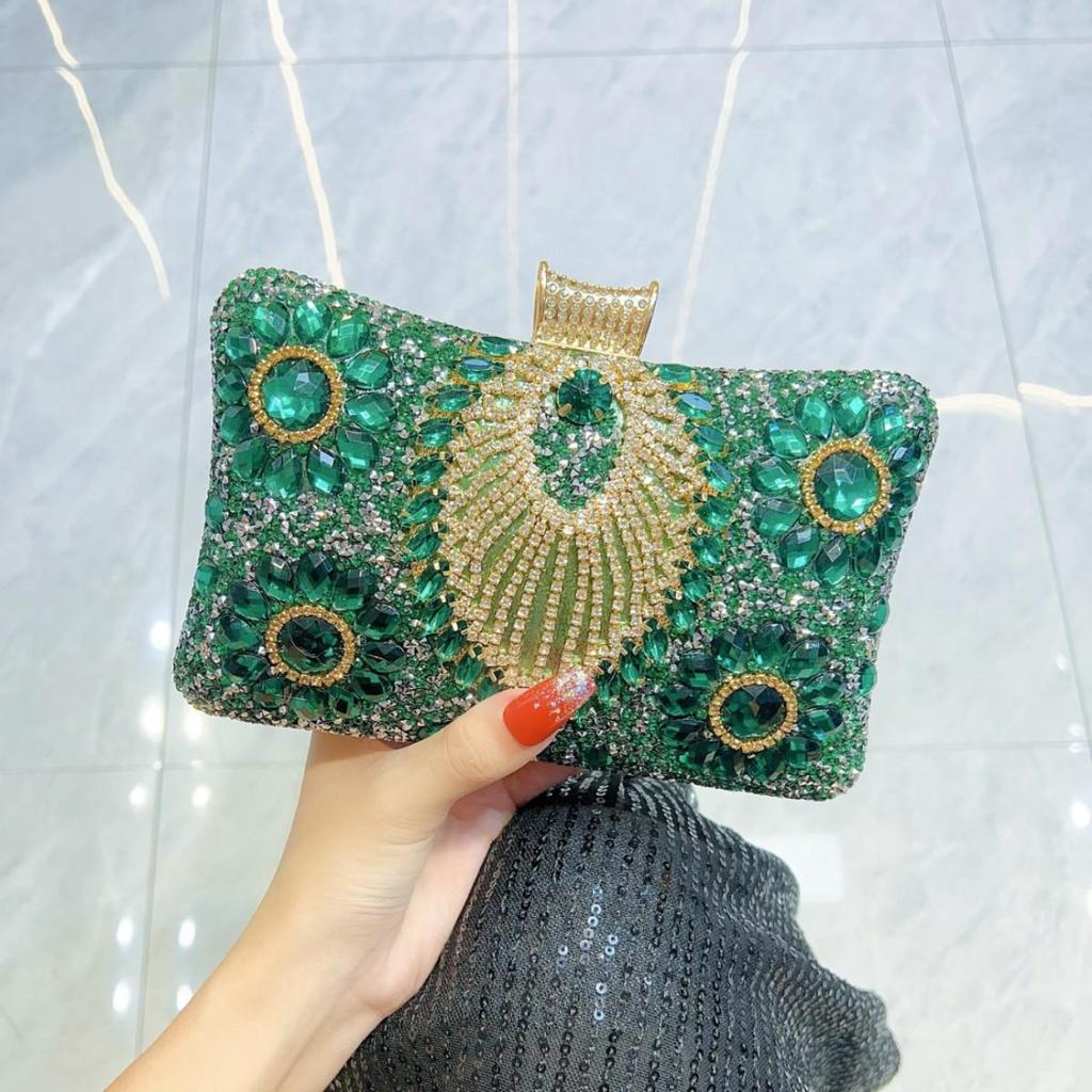 Heavy-duty Rhinestone Crossbody Evening Bag - Elegant Women's Clutch for Special Occasions