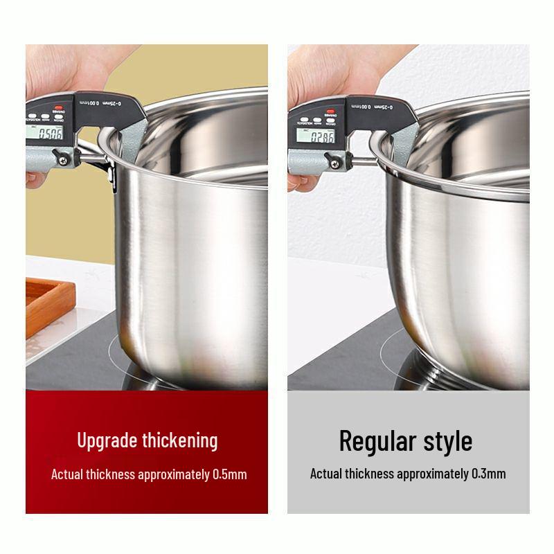 Double-Layer Stainless Steel Stockpot with Steamer for Porridge, Noodles, and Soup - Compatible with Induction and Gas Stoves