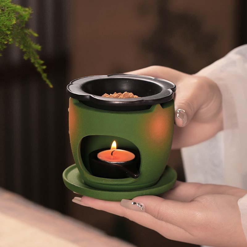 Keramický protipožární kadidelnice Sandalwood Powder Vosková lampa Zelená svíčka Aromaterapeutická lampa na esenciální oleje Vosková kamna