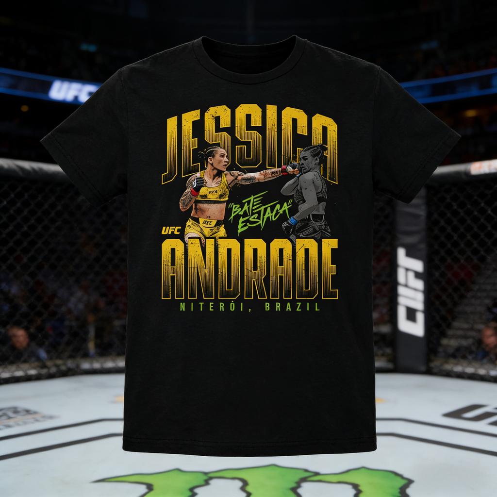 2026 Summer UFC Jessica Andrade Fighting Graphic Tshirt Women Sports Cotton Short Sleeve Loose Leisure Fitness Shirt Unisex