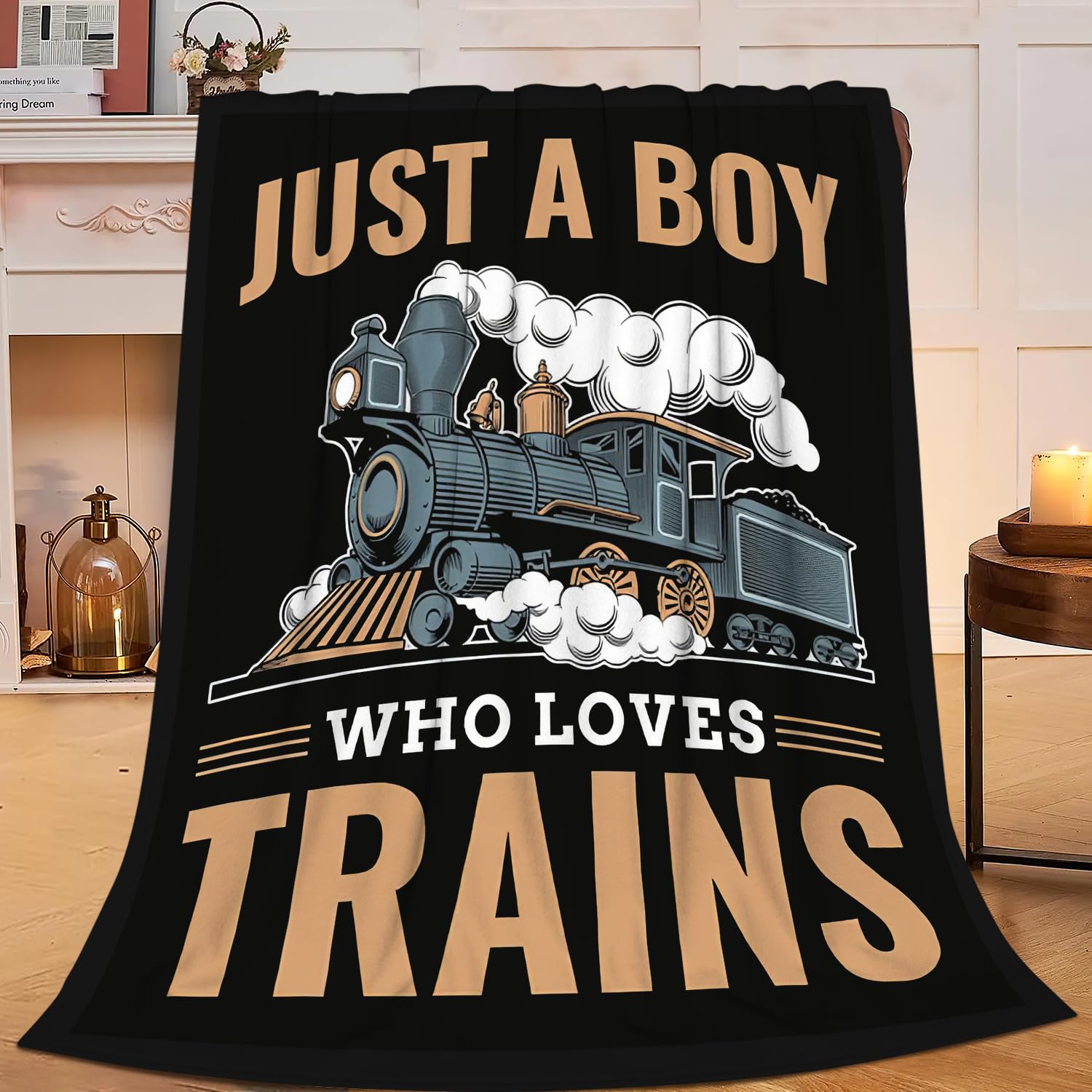 

Vintage Steam Train Throw Blanket – Retro Railway Landscape Design, Cozy Warm Flannel Blanket Sofa Office Dorm Travel RV Decor 75x90cm