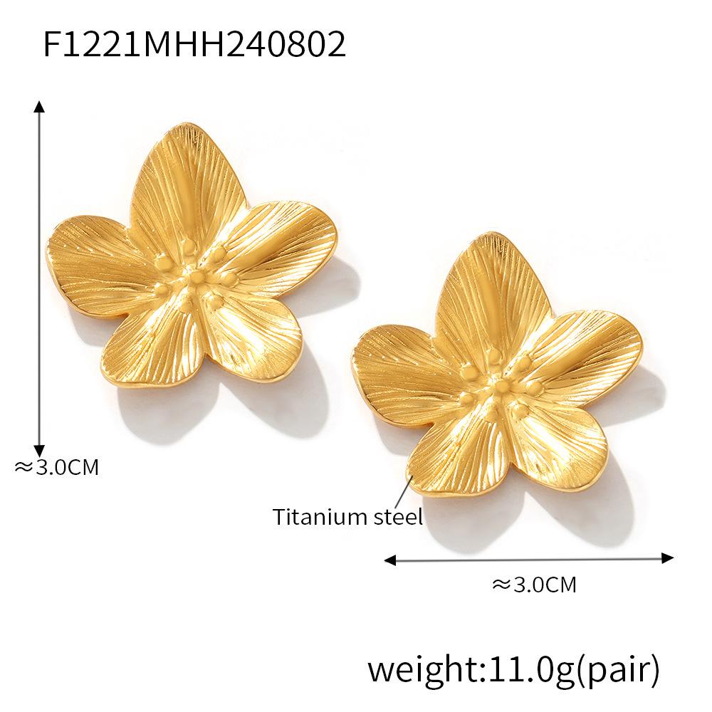 18K Gold-Plated Geometric Hammered Titanium Stud Earrings