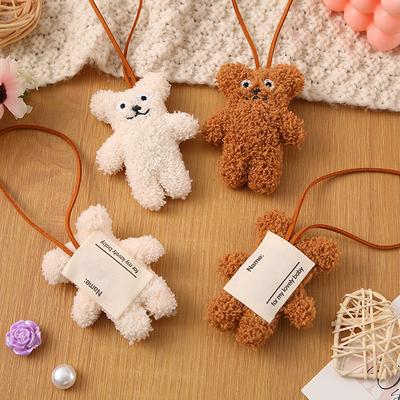 Sevimli Ayı Peluş Oyuncak İsim Etiketi Kolye Karikatür Doldurulmuş Bebek Anahtarlık Çanta Süsleri Çocuklar İçin Kayıp Önleyici İsim Etiketi Hediyeler