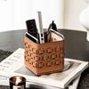 Rench Style Quilted Leather Desktop Storage Box, Luxury  Makeup Brush Remote Control Pen Holder, Multi-Functional Compartment St