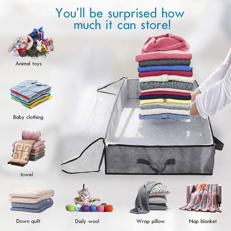 Non-Woven Underbed Quilt Storage Bag Organizer Wardrobe Clothes Dust Moisture-Proof Finishing Bag Foldable Storage Box 100X50X18