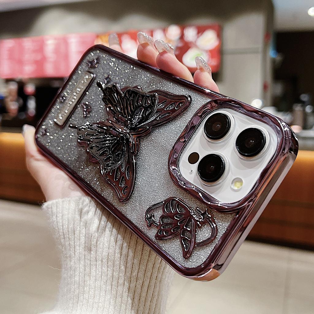 The Electroplated Three-dimensional Butterfly Stand Is Suitable for Apple 15Promax Phone Cases and IPhone14 with Gradient Glitter 13