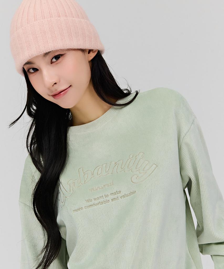 CHASECULT Women'S Brushed Fleece Embroidered Sweatshirt - Mint