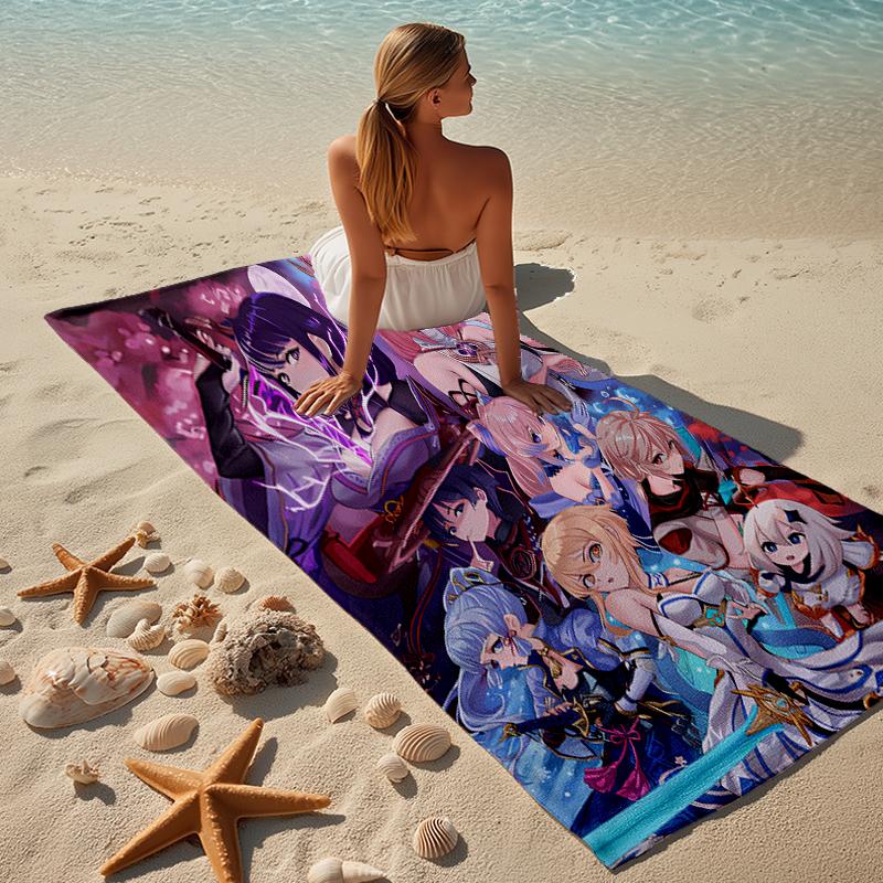 Proof Beach Towel with a Genshin Impact Characters Pattern - Soft,absorbent,quick-drying,machine Washable - Perfect for Swimming,camping,bathing